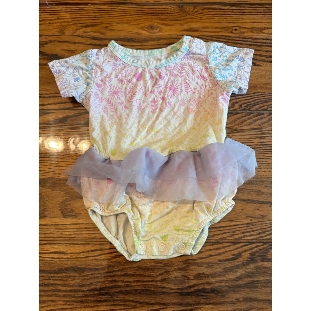 Birdie Bean Tutu Bodysuit Baby 3-6 Months Pastel Floral Bamboo Viscose Skirtall